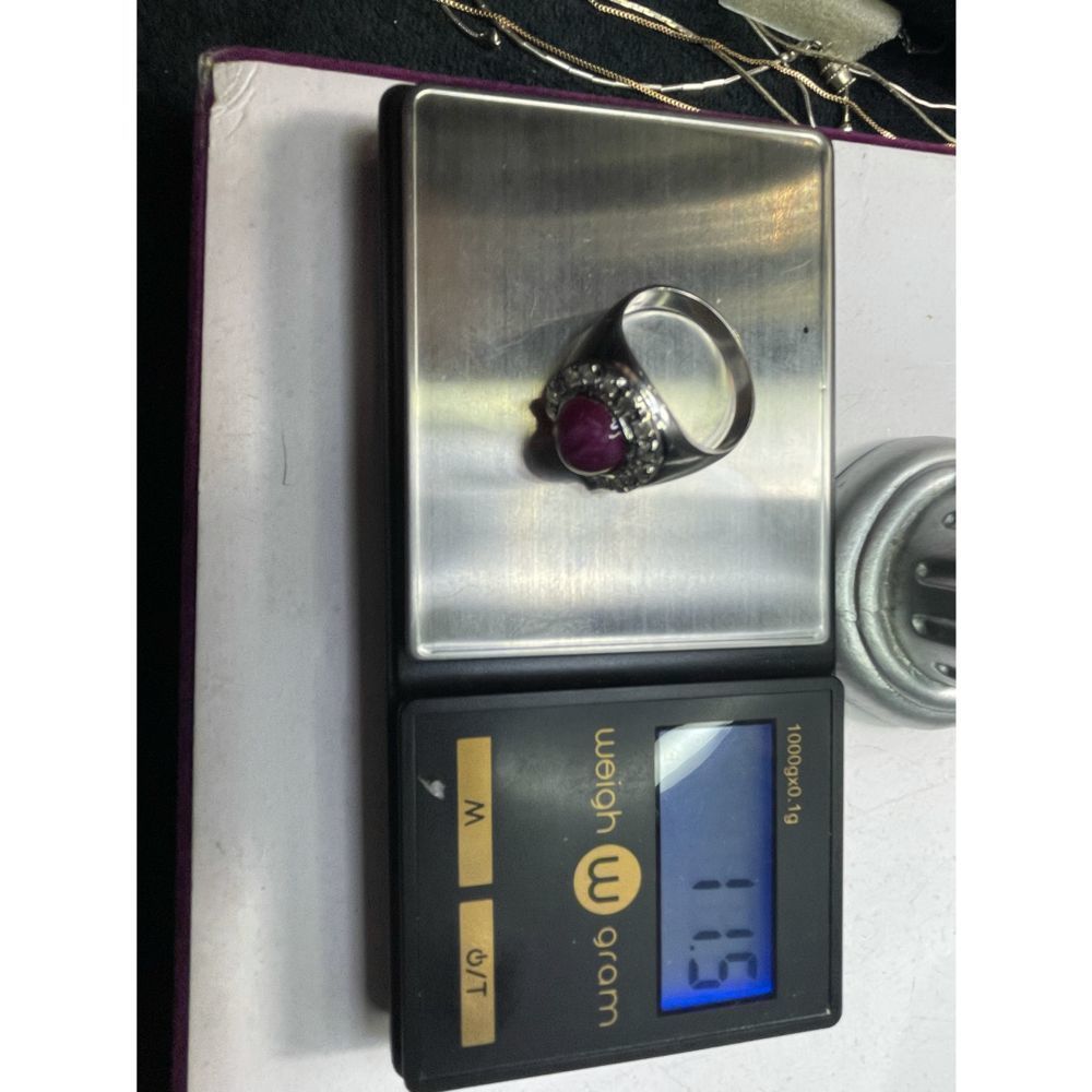 14k White Gold Ruby Diamond Ring - image 4